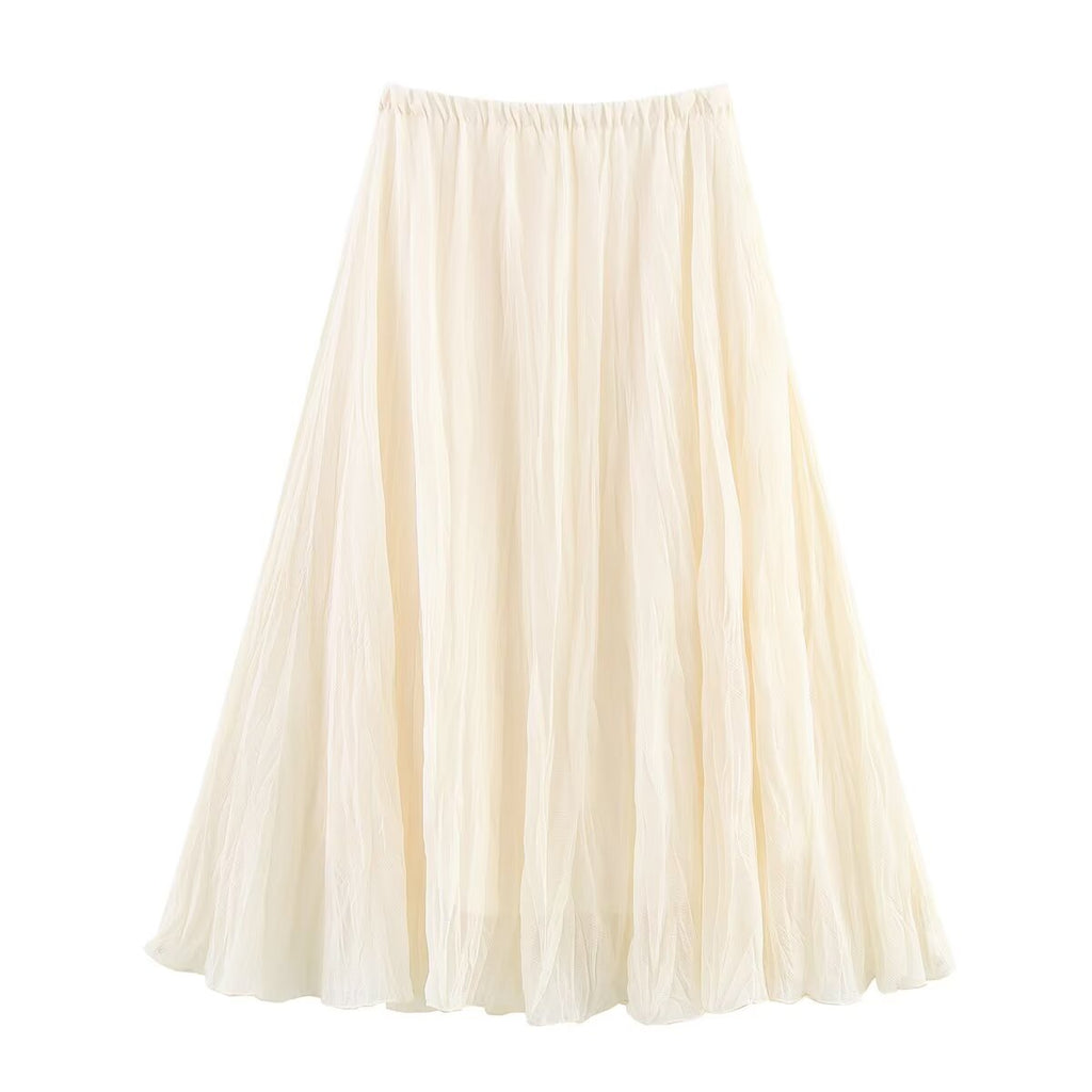 Summer Women Clothing Stylish Simple Candy Color Fold Effect Skirt