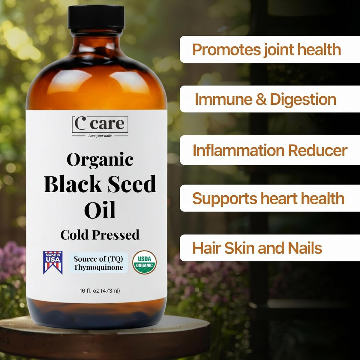 Vocks Organic Black Seed Oil Cold-Pressed Unrefined Glass Bottle USDA Certified Nigella Sativa for Immune Support