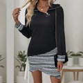Stitching Dress Autumn Casual Mid Length Zipper Irregular Asymmetric Sweatshirt